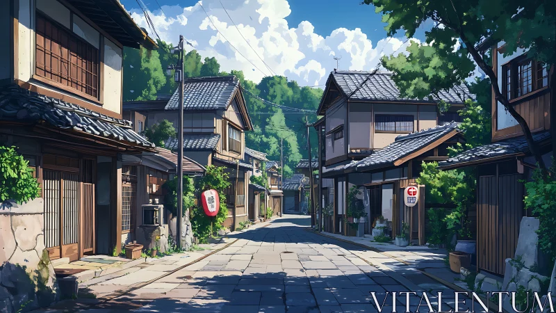 Quiet summer light over traditional Japanese village street