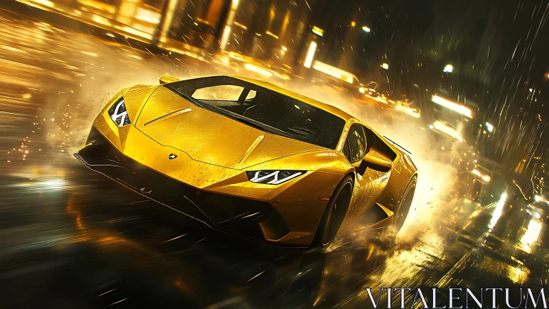 Photorealistic supercar drift in cinematic night rain scene.