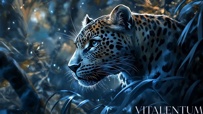 Majestic Snow Leopard Emerges with Piercing Blue Eyes