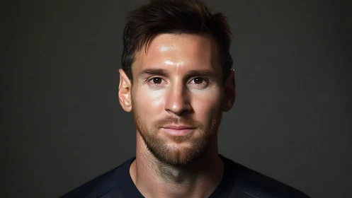 High-resolution studio portrait of bearded male athlete, frontal