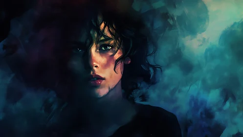 Chromatic portrait in asymmetric low-key diffusion lighting.