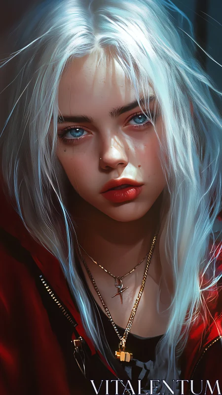 Hyperreal portrait of silver-haired youth in cinematic lighting