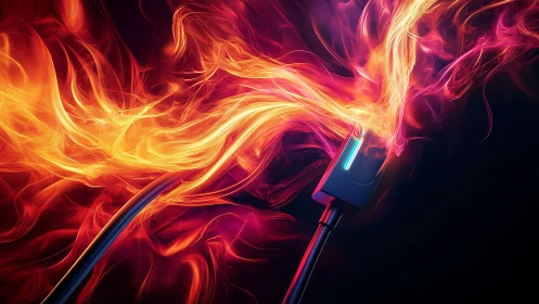 Fiber Optic Cable Emitting Luminous Energy Stream