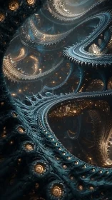 Spiral citadels of starlight weave endless metallic dreams