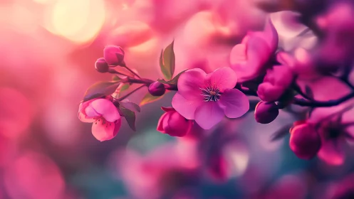 Magenta Blossoms Dance Against Twilight's Dreamy Glow