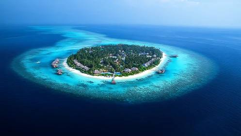Maldives Private Island Resort Aerial View.