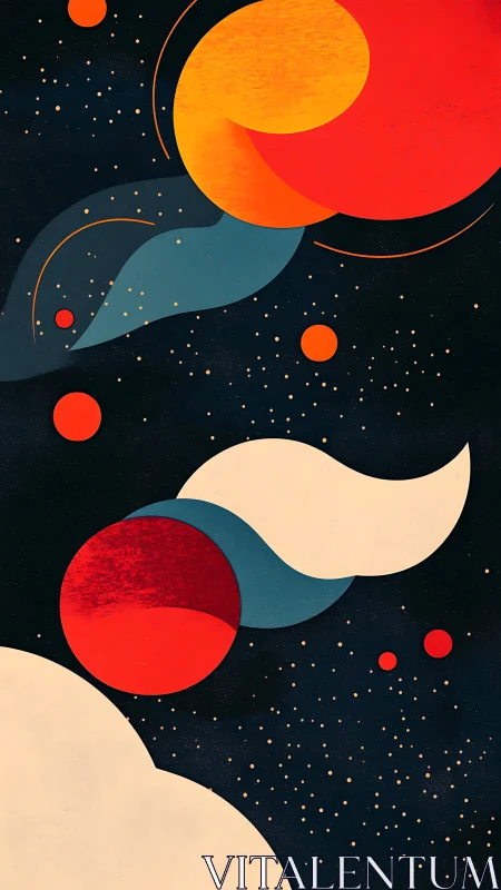 Warm cosmic shapes drift gently through a dreamy night sky