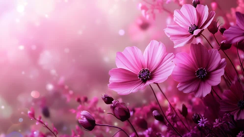 Pink Cosmos Dance: Where Petals Waltz Through Golden Light