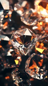 Cascading diamonds ignite in molten amber shards of light.