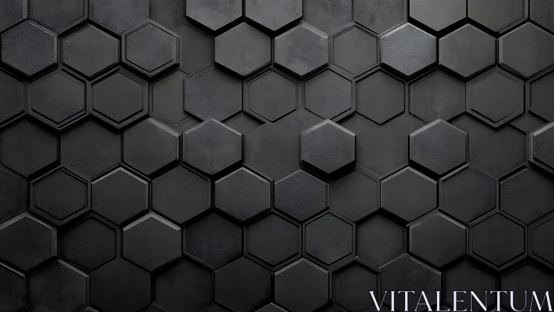 Hexagons quietly rise from a charcoal industrial horizon