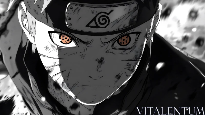 Fierce ninja gaze locked in a storm of swirling grit.