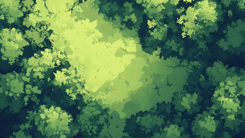 Sunlit forest hollow framed by whispering emerald canopies.