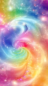 Radiant rainbow nebula swirls through luminous cosmic void