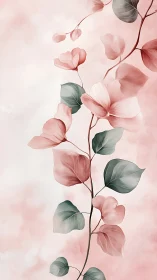 Blush-kissed vine of gentle florals on a dreamy haze.