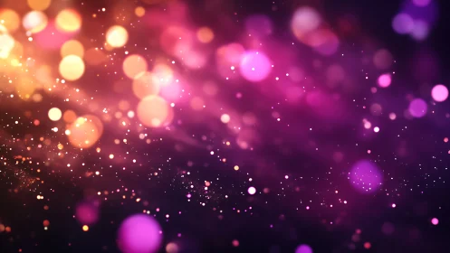 Defocused magenta and orange light particles form abstract field
