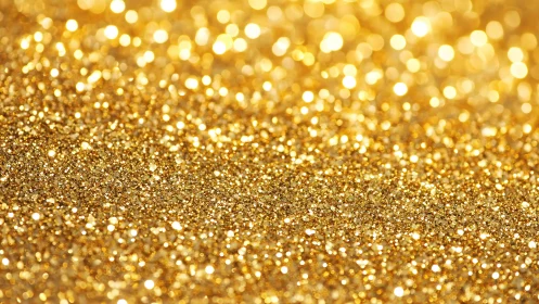Gold glitter particles form a shallow-focus reflective field