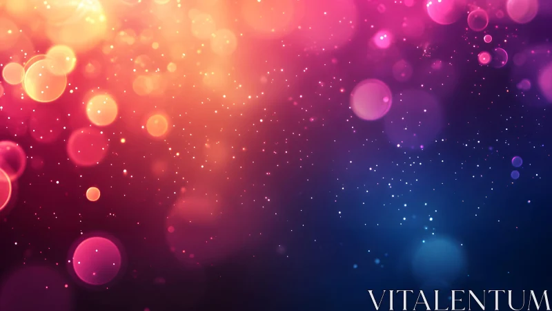 Vibrant abstract bokeh lights with glowing particles background.