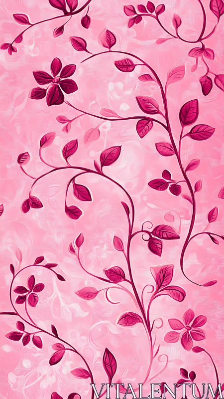 Curving magenta vines waltz upward over cotton candy haze