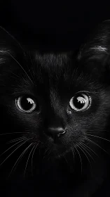 Black Cat Portrait: Luminous Eyes Against Deep Shadow.