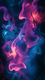 Neon wisps of pink and blue smoke drifting through night.