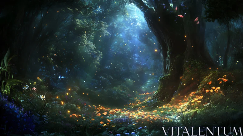 Bioluminescent Cavern: Digital Rendering of Mystical Underground Ecosystem.