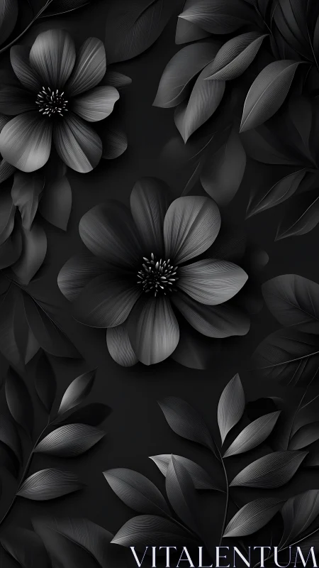 Monochrome Blooms: Graceful Flowers in Grayscale.
