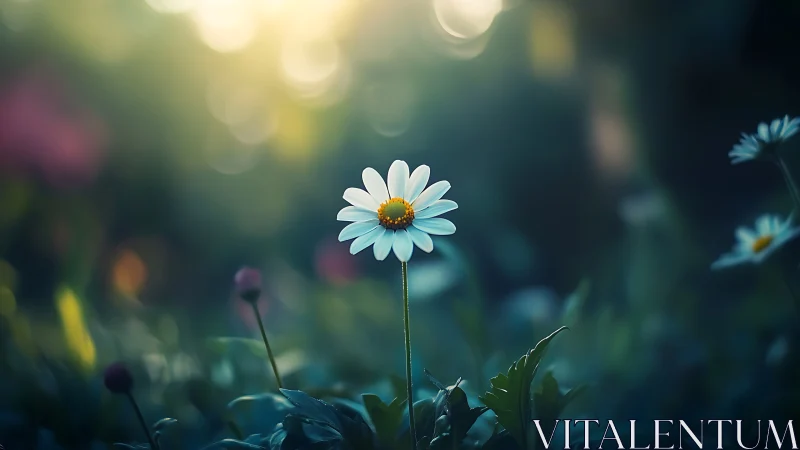 Shallow Depth of Field Daisy with Selective Focus and Bokeh Rendering
