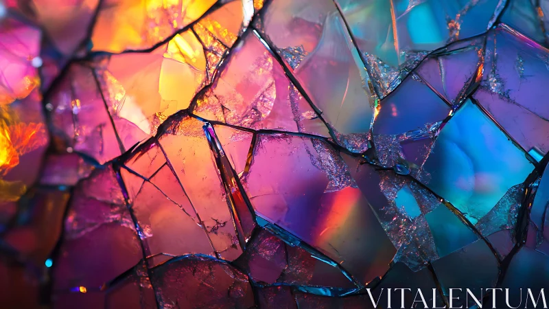 Vibrant Abstract Shattered Glass Art with Colorful Reflections.