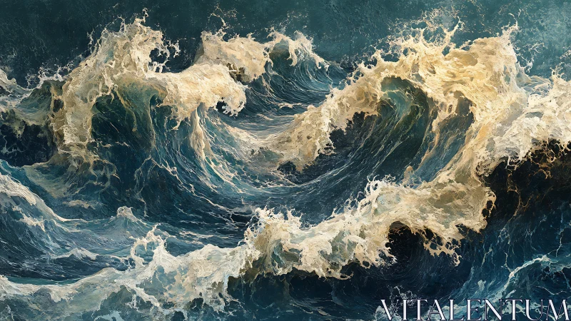 Storm waves crash and churn in dense overlapping formations.