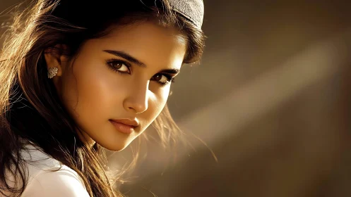 Warm key-lit portrait with shallow depth and soft backlighting