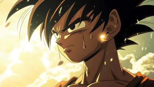 Side profile of anime character in warm backlit environment