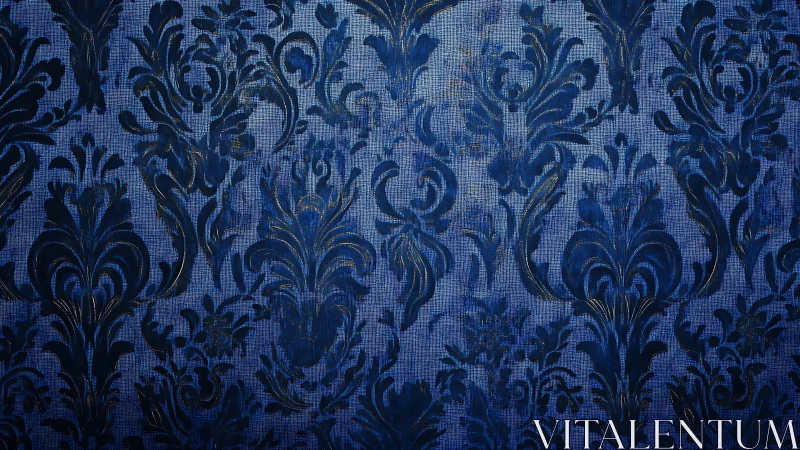 Elegant blue damask pattern adds cozy textured charm