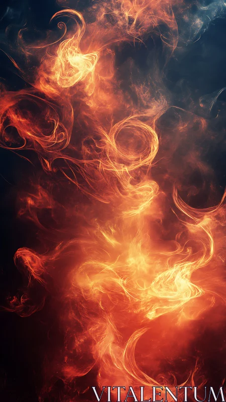 Abstract Fire Shapes with Glowing Swirls on Dark Background