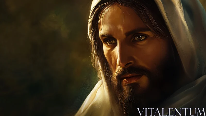 Sacred robed figure under warm cinematic side lighting.