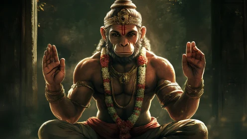 Divine simian deity rendered in high-detail cinematic 3D lighting