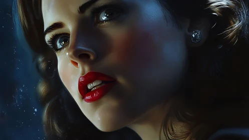 Noir closeup portrait with cinematic blue rim light.