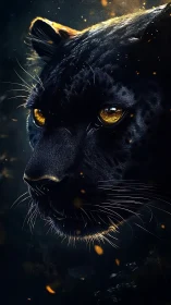 Black Panther's Golden Gaze Burns Through Darkness.