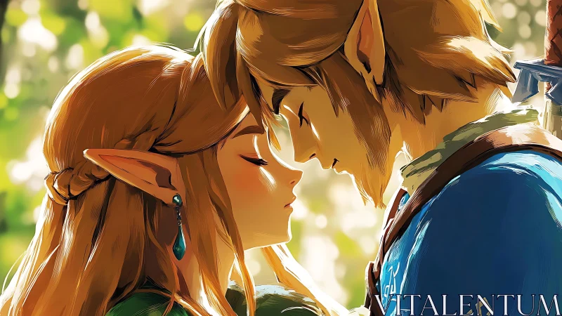 Two Fantasy Characters in Profile: Elf and Hero Moment.