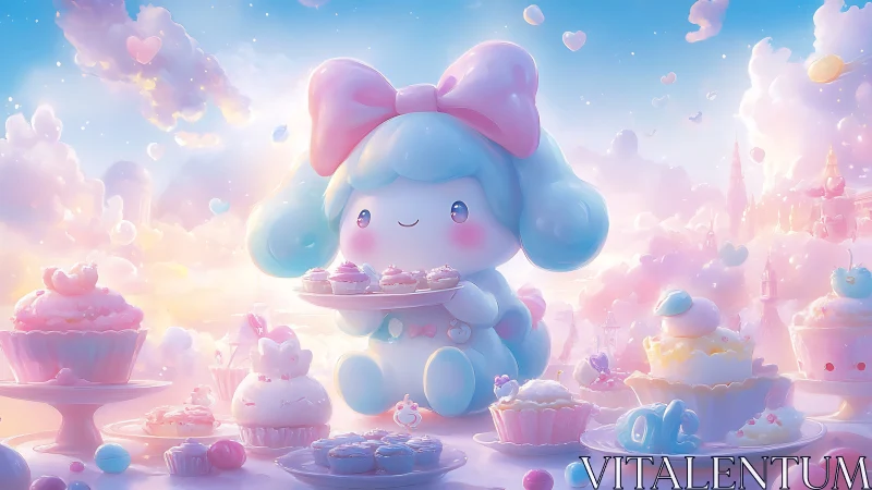Magical Cloud Bakery with Blue Character.
