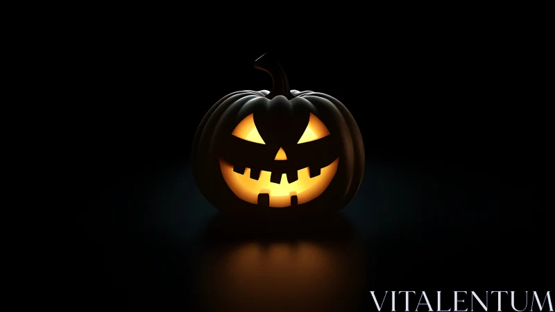 Glowing jack o lantern rendered with high contrast volumetric lighting