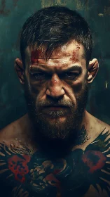 Battle-scarred brawler stares down the storm in silence.