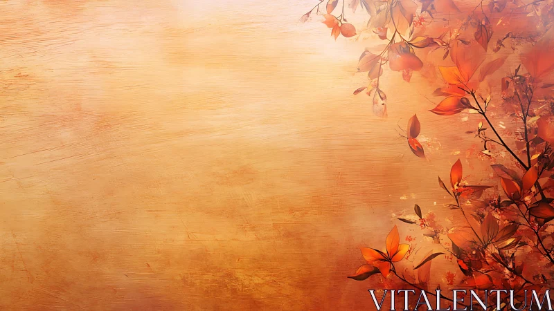 Autumn foliage silhouettes frame a warm textured gradient ground