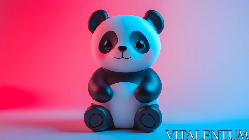Cute cartoon panda toy with soft lighting and pastel colors.