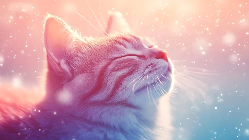 Ethereal Cat in Gradient Light Cascade.