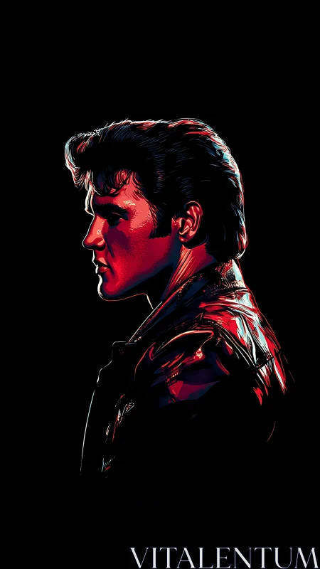 Neon-lit male profile portrait in bold digital illustration.