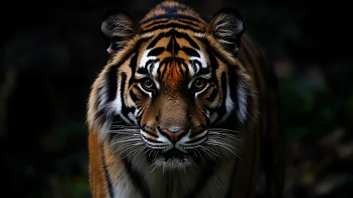 Night-born tiger gaze carves a golden path through shadow