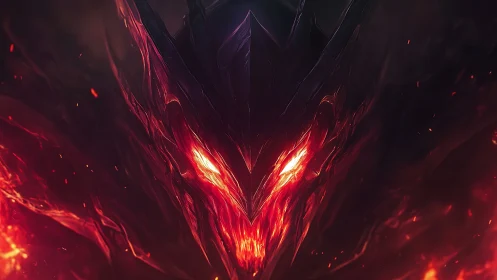 Infernal crown carves a blazing demon visage from darkness