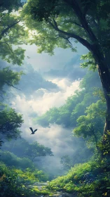 Mountain Valley Sanctuary: Ancient Tree Canopy Frame.