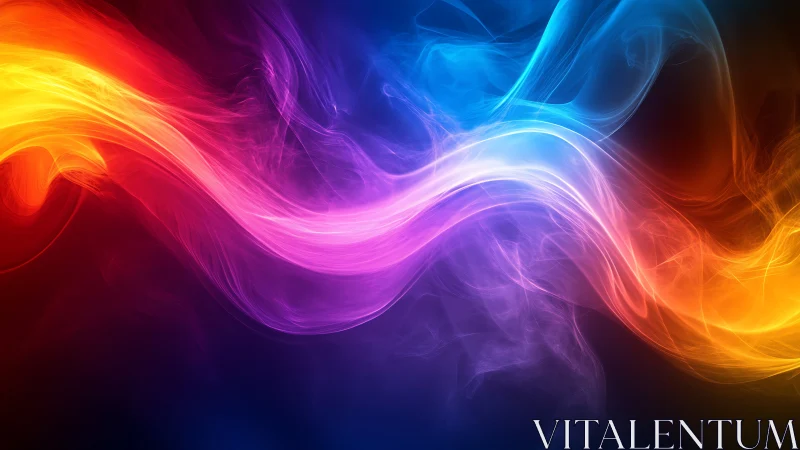 Radiant ribbons of color flow gently through soft darkness