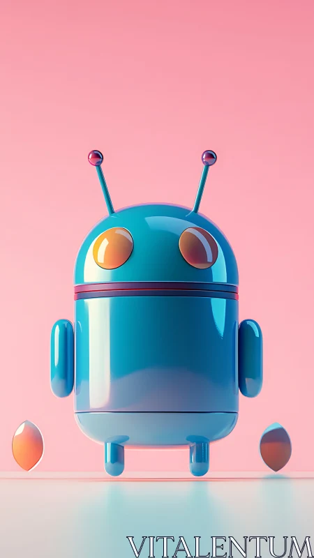 Candy-colored robo-critter floats in glossy pink limbo